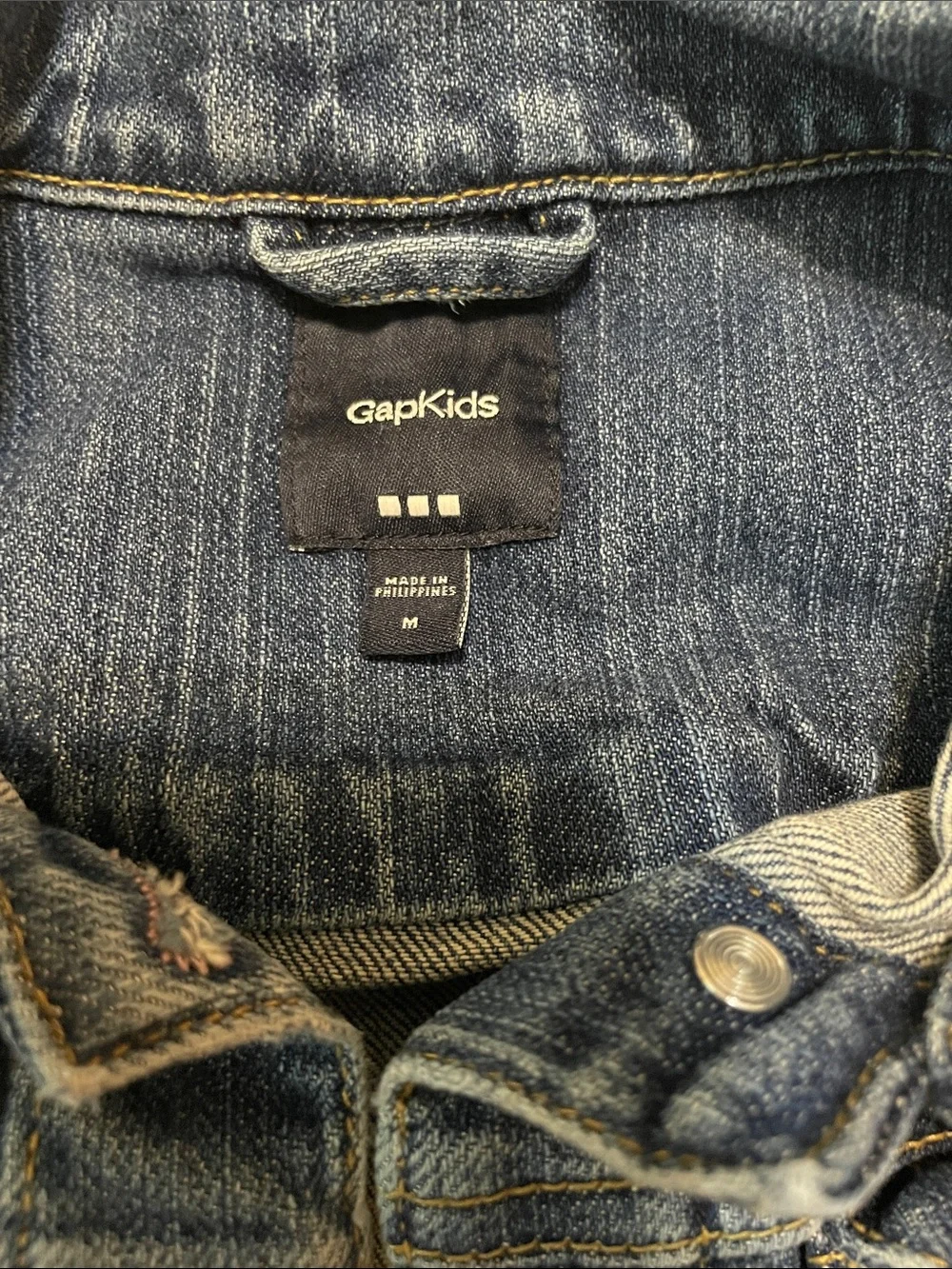GAP Girls Dark Blue Denim Jacket with Pink Stitch Accents